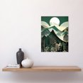 thumbnail image 2 of Full Moon Over Mountain Forest Linocut Mid Century Sage Green Moonlit Landscape Unframed Wall Art Print Poster Home Decor Premium, 2 of 3