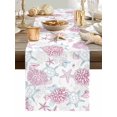 thumbnail image 5 of Watercolor Coral Starfish Turtle Table Runner 13x36in Non-Slip Cotton Linen Table Runners, Ocean Creature Theme Dresser Scarves TableRunner for Dinner Kitchen Dining Wedding Party, 5 of 9