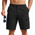 thumbnail image 2 of Domzle Mens Cargo Shorts Casual Drawstring Elastic Waist Stretch Shorts with Pockets Button Closure for Summer Work Outdoor Black M, 2 of 10