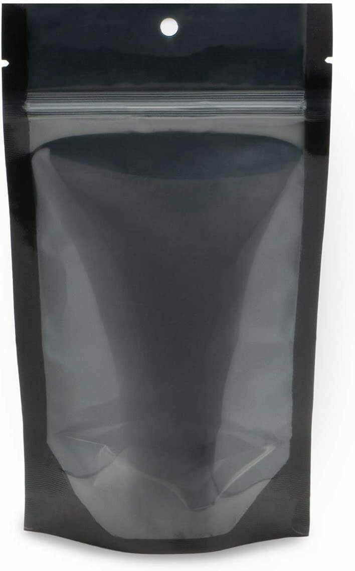 50 Pack 5"x8.5" Mylar Clear/Black Nylon Resealable Stand Up Bags Heat