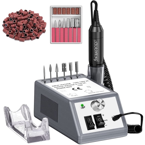 20000 RPM Electric Nail Drill with 6 Bits & 100 Sanding Bands, Low Noise Operation for Manicure, Pedicure & Nail Art