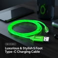 thumbnail image 3 of Powertek Light-Up USB-A to USB-C Charging Cable, 5 ft, Green, 3 of 7