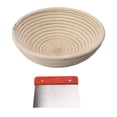 thumbnail image 2 of Round Bread Proofing Basket, Bread Bakery Basket Rattan Easy To Release With Cutting Plate For Home Baking 24.5CM Diameter, 2 of 8
