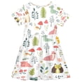 thumbnail image 2 of Girls Short Sleeve A-Line Dress Cute Woodland Animals Play Dress Sizes 3T, 2 of 8