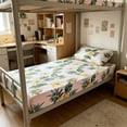 thumbnail image 7 of AZXY Twin Fitted Sheet 35"×79", Floral Printed Cooling Fitted Sheet, Polyester Breathable Mattress Protector, Fitted Sheet Only for Twin Bed, Fitted Sheets Sold Separately, 7 of 7