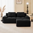 thumbnail image 3 of FFH 80" Oversized Loveseat, 2 Seater Sofa with Ottoman, Cloud Sectional Couch for Living Room (Black, 2 Seater with 1 Ottoman), 3 of 15