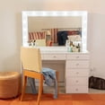 thumbnail image 2 of Ember Interiors Get Ready with Me White Makeup Vanity Desk with Glass Top, 7 Drawers, Lighted Mirror & USB/Power, 2 of 12