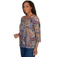 thumbnail image 3 of Alfred Dunner Womens Petite Stitched Floral Pleated Neck Top, 3 of 4