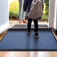 thumbnail image 1 of HTOOQ Durable Front Door Mat, Waterproof, Low-Profile, Heavy Duty Doormat for Indoor Outdoor, Easy Clean Rug Mats for Entry, Patio, Busy Areas, 48x24, Chevron Dark Grey, 1 of 9