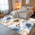 thumbnail image 5 of 6x9Ft Area Rugs Blue Brown Spring Floral Non-Skid Rubber Backing Large Rectangle Rugs - Living Room Bedroom Home Office, Summer Botanical Watercolor Indoor Floor Mat Carpets Washable Rug, 5 of 9