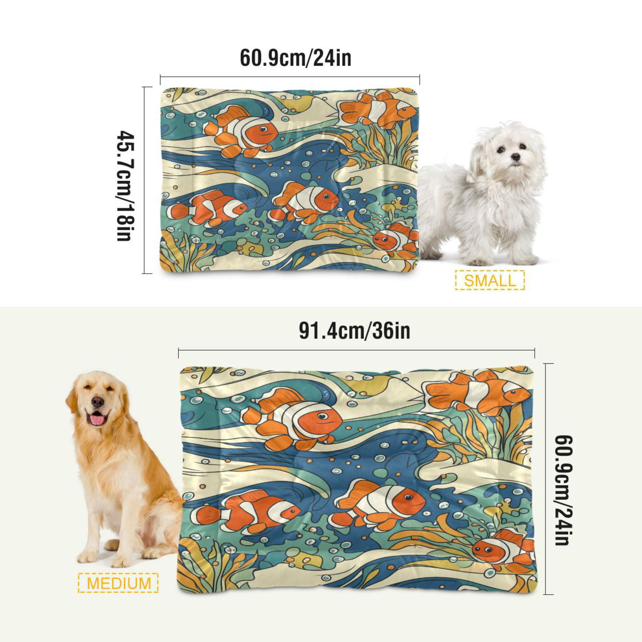 Qxltty Cute Clownfish Patterns Ped Pad Wear-resistant and Hard to Bite Through Sleeping Pad for Small Medium Large Dogs Winter Pet Bed 36×24in