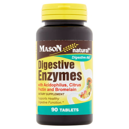 Mason Natural Digestive Aid Enzymes with Acidophilus, Citrus Pectin and Bromelain Tablets, 90 (Best Plant Based Digestive Enzymes)