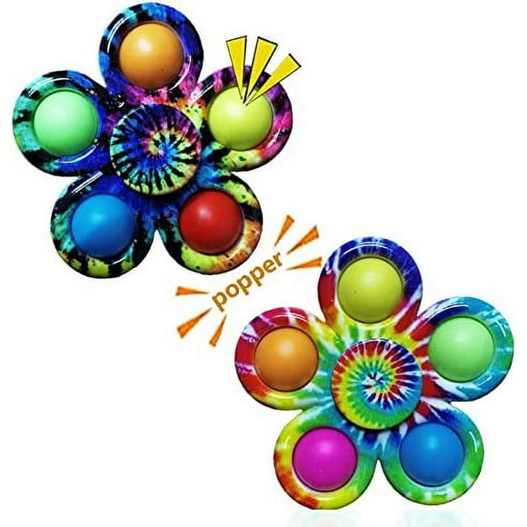 Pop Fidget Spinner,2 Pack Pop Bubble Fidget Spinner Toys Set for ADHD Anxiety Stress Relief,Simple Popping Bulk Sensory Toy Party Favor for Kids
