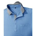 thumbnail image 5 of Domzest Mens Contrast Collar Polo Shirt Short Sleeve Button Up Golf Top with Placket Chest Pocket Light Blue XL, 5 of 7