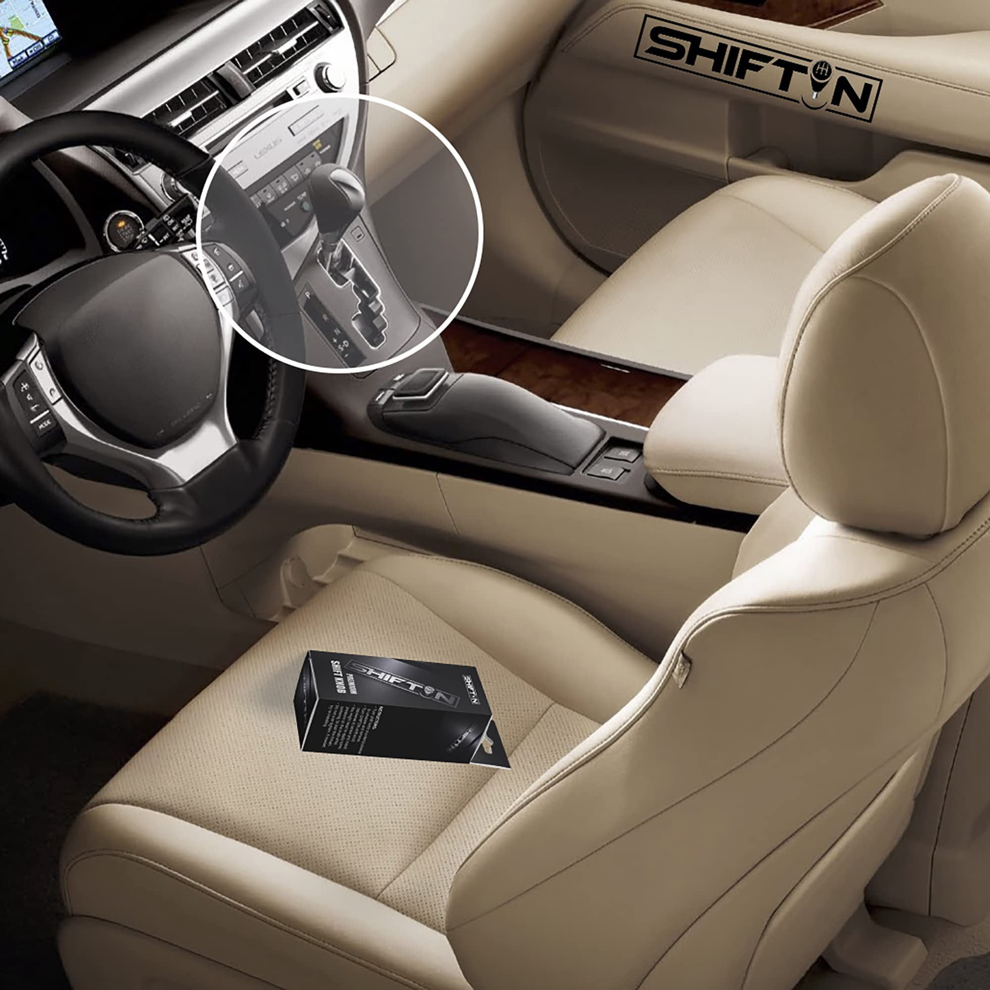 SHIFTIN Black Leather Chrome Gear Shift Knob Stick Shifter for Lexus ES300h ES350 GS300 GS350 GS430 GS450h GS460 is-F IS250 IS300 IS350 LS460 LS600h RX350 RX450h (Black Leather / Chrome)