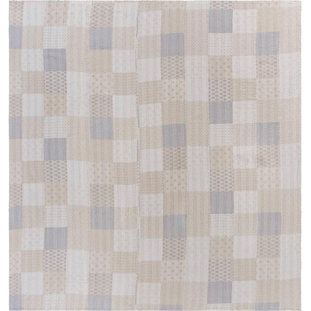 LR Resources CVRLT81483MLT8691 Neutral Cottage Kantha Coverlet - Full Size, Rectangle