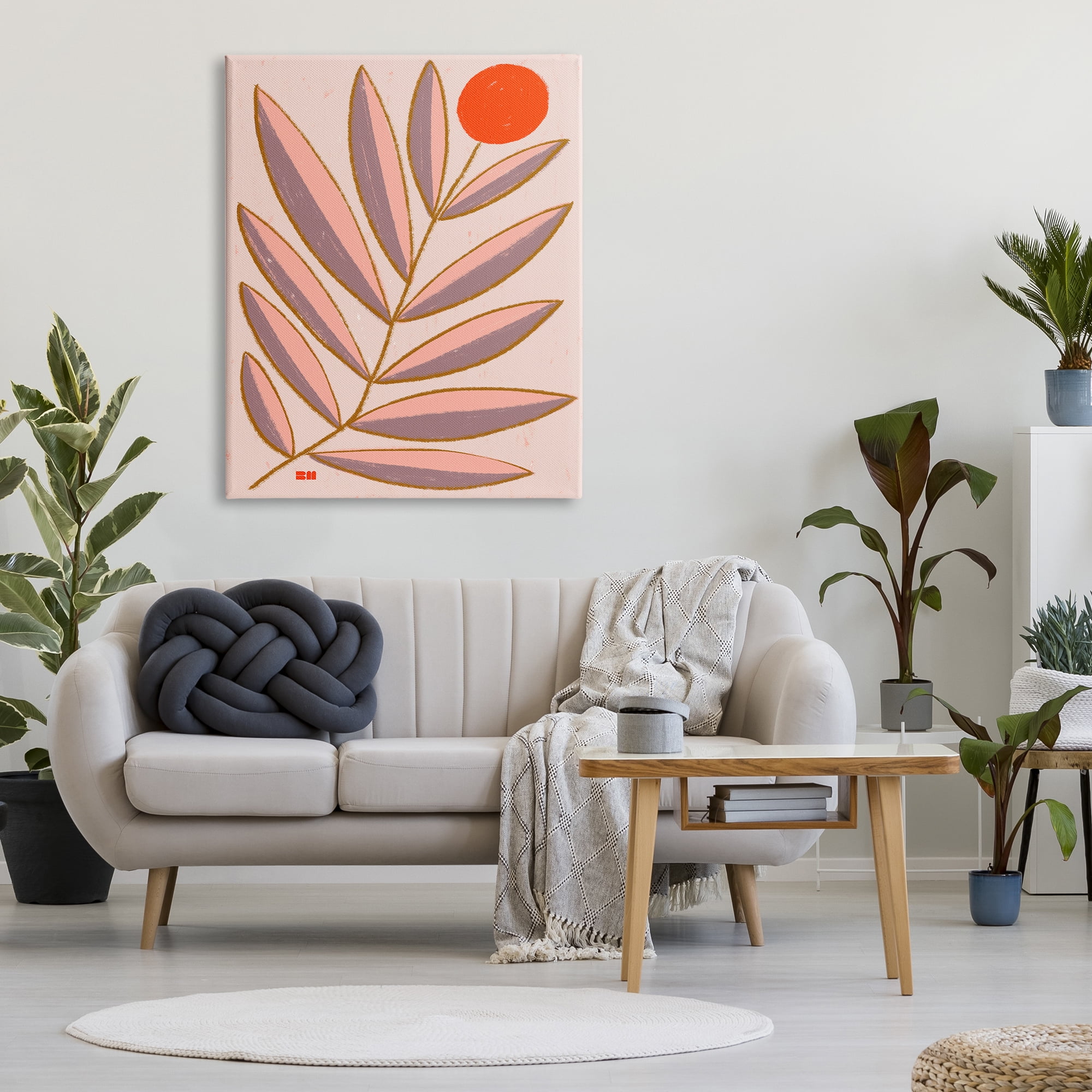 Stupell Industries Boho Plant Leaves Botanical & Floral Painting Gallery Wrapped Canvas Art Print Wall Art, 36 x 48