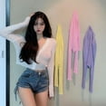 thumbnail image 4 of Women‘s Solid Long Sleeve V-Neck Thin Blouse Sun Protection Button Up Knitted Cardigan, 4 of 6