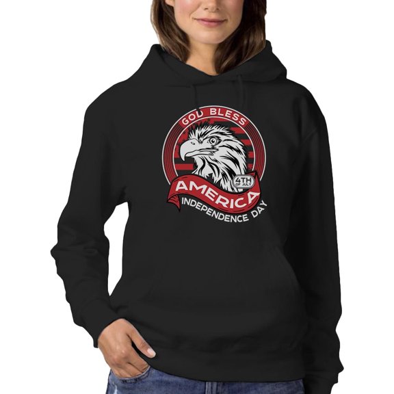 God Bless America Eagle Hoodie Women -Image by Shutterstock, Female x-Large