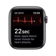 Apple Watch Series 5 GPS, 44mm Space Gray Aluminum Case with Black Sport Band - S/M & M/L