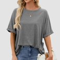 thumbnail image 3 of Women Oversized T Shirt 60 Polyester 35 Rayon 5 Spandex Crewneck Short Sleeve for All Seasons, 3 of 7