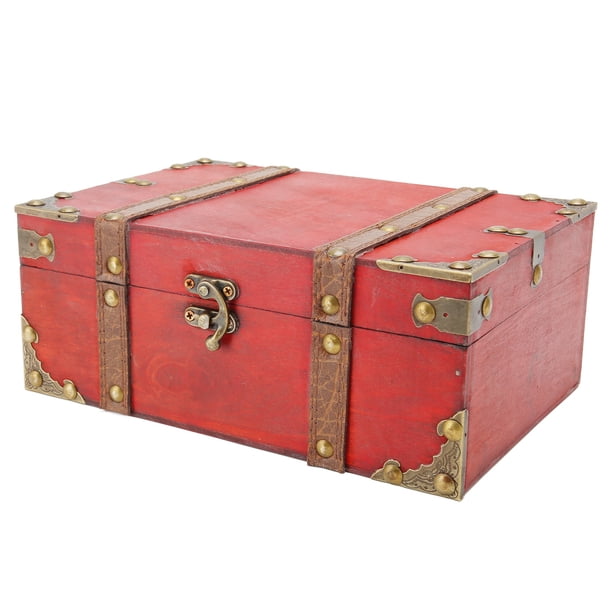 Cofre del tesoro Jadeshay caja de almacenamiento de joyas rectangular de Madera vintage