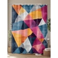 thumbnail image 4 of Modernism Shower Curtain Set ，Waterproof Fabric Shower Curtains Blue Pink Yellow Angular Color Block Shower Curtains for Bathroom,Bathroom Decor 72"x72", 4 of 6