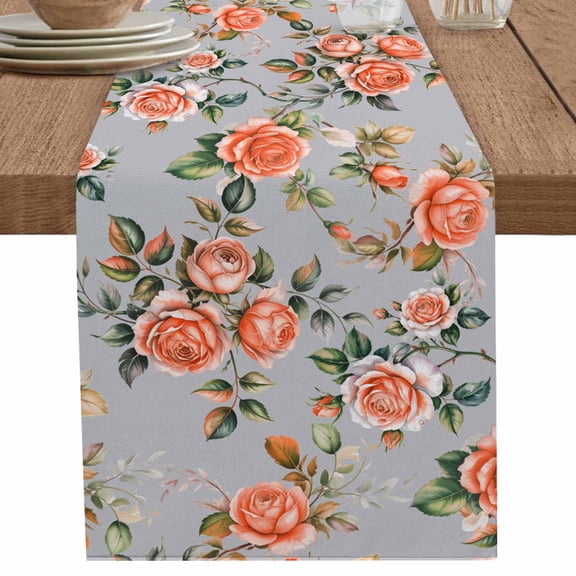 nqOlkjepod Red Rose Table Runner 36 Inches Long Farmhouse Dress Scarves, Farmhouse Romantic Botanical Floral Vines Dining Tablerunner for Coffee Table/Kitchen Island/Party Décor, Small 13" x 36"