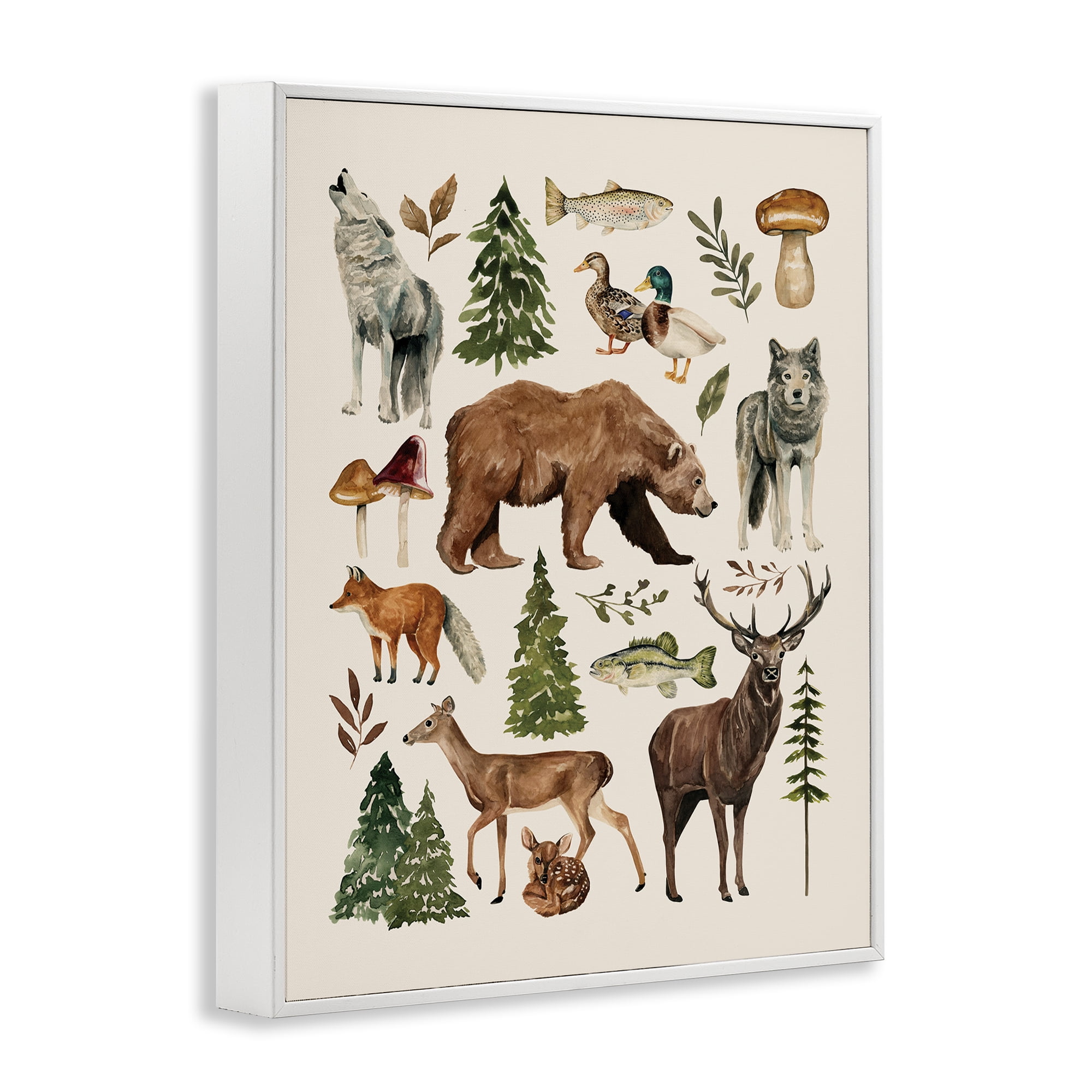Stupell Industries The Wild Wood Animals White Framed Giclee Art, design by Bethany Sandoval