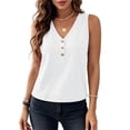 thumbnail image 4 of LEAVINGSUO Tank Tops for Women Summer Sleeveless V-neck Imitation Linen With Blouse Shirt White S, 4 of 8