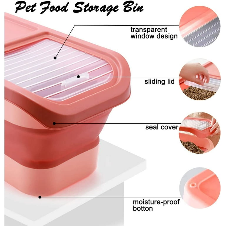 Collapsible Dog Food Storage Container,10-13 LB Large Airtight Pet Cat Food  Containers Bin with Lids, Foldable Kitchen Cereal Rice Storage Bin with  Measuring Cup and Silicone Bowl, Red