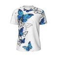 thumbnail image 5 of Wukai Blue Flying Butterflies Print Men's Short-Sleeved Mesh T-Shirt,Quick-Dry Short Sleeve Workout T-Shirt-XX-Large, 5 of 8