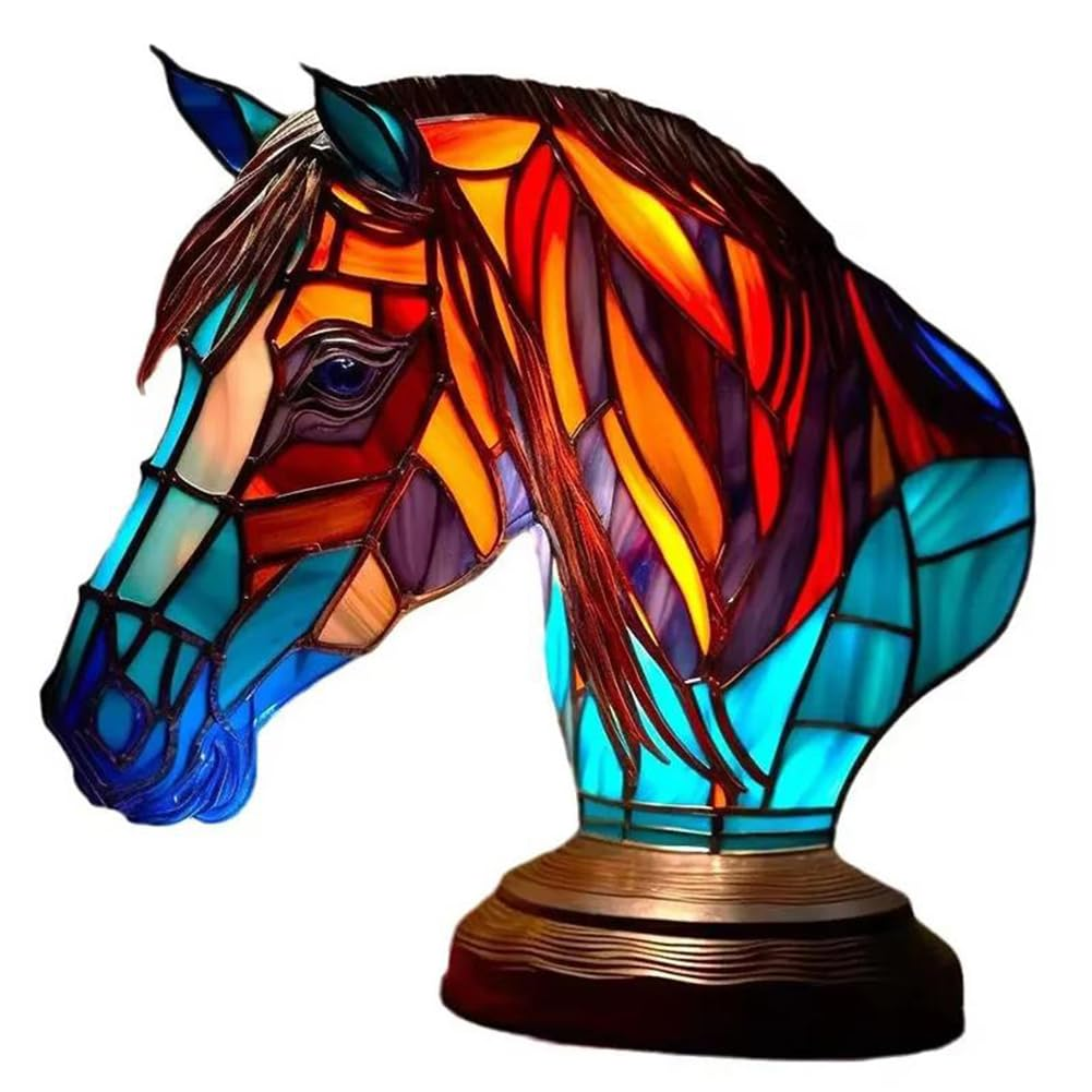 Resin Animal Series Table Lamps, Stained Glass Art Night Light, LED Tabletop Night Lights, Fun Gift for Dog Lovers, Suitable for Living Room, Bedroom, Home Office