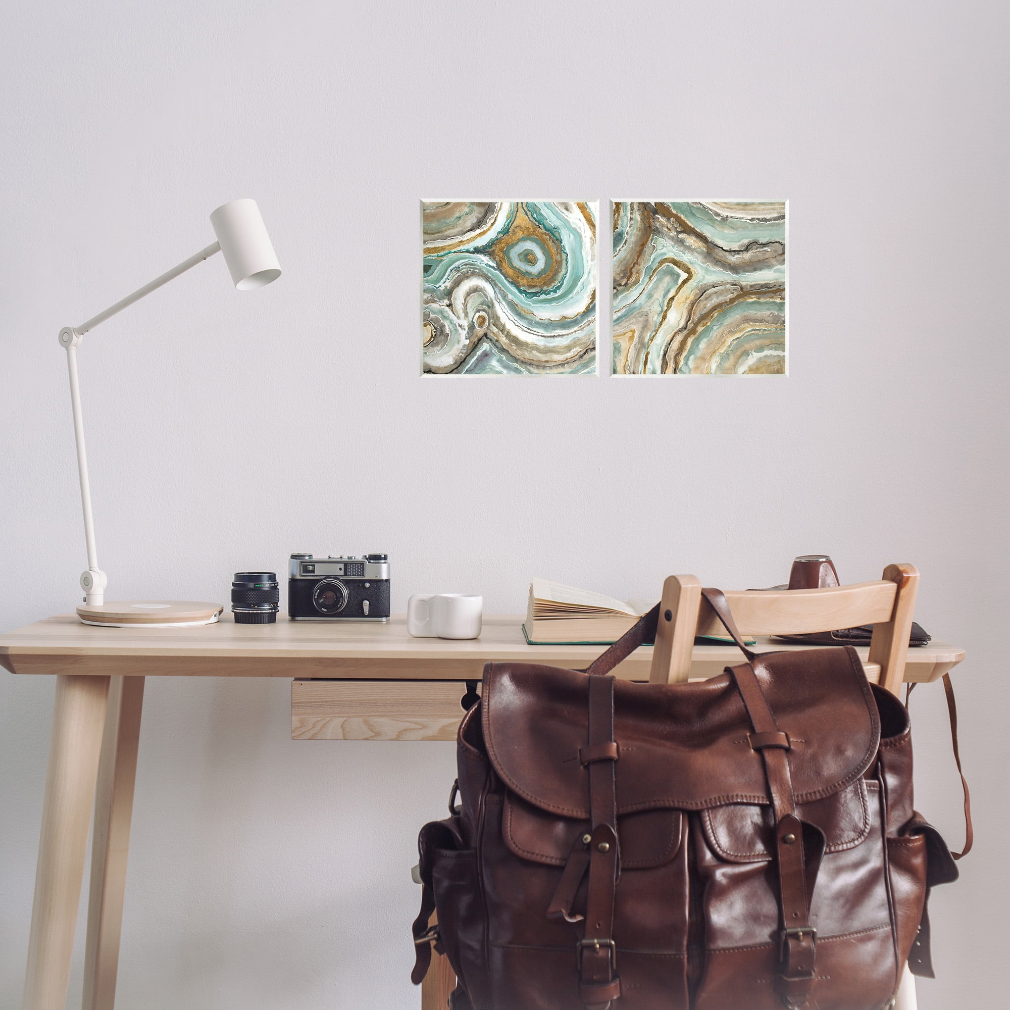 Stupell Industries Swirling Agate Pattern Abstract Painting Unframed Art Print Wall Art, 12 x 12, Set of 2