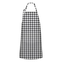 Black White Gingham Checkered Pattern Apron-Garden Aprons for Women with Pockets-Cotton Linen Waterproof Kitchen Cooking Gardening Aprons Adjustable for Kitchen,Cooking,BBQ and Salon 33x27 Inch