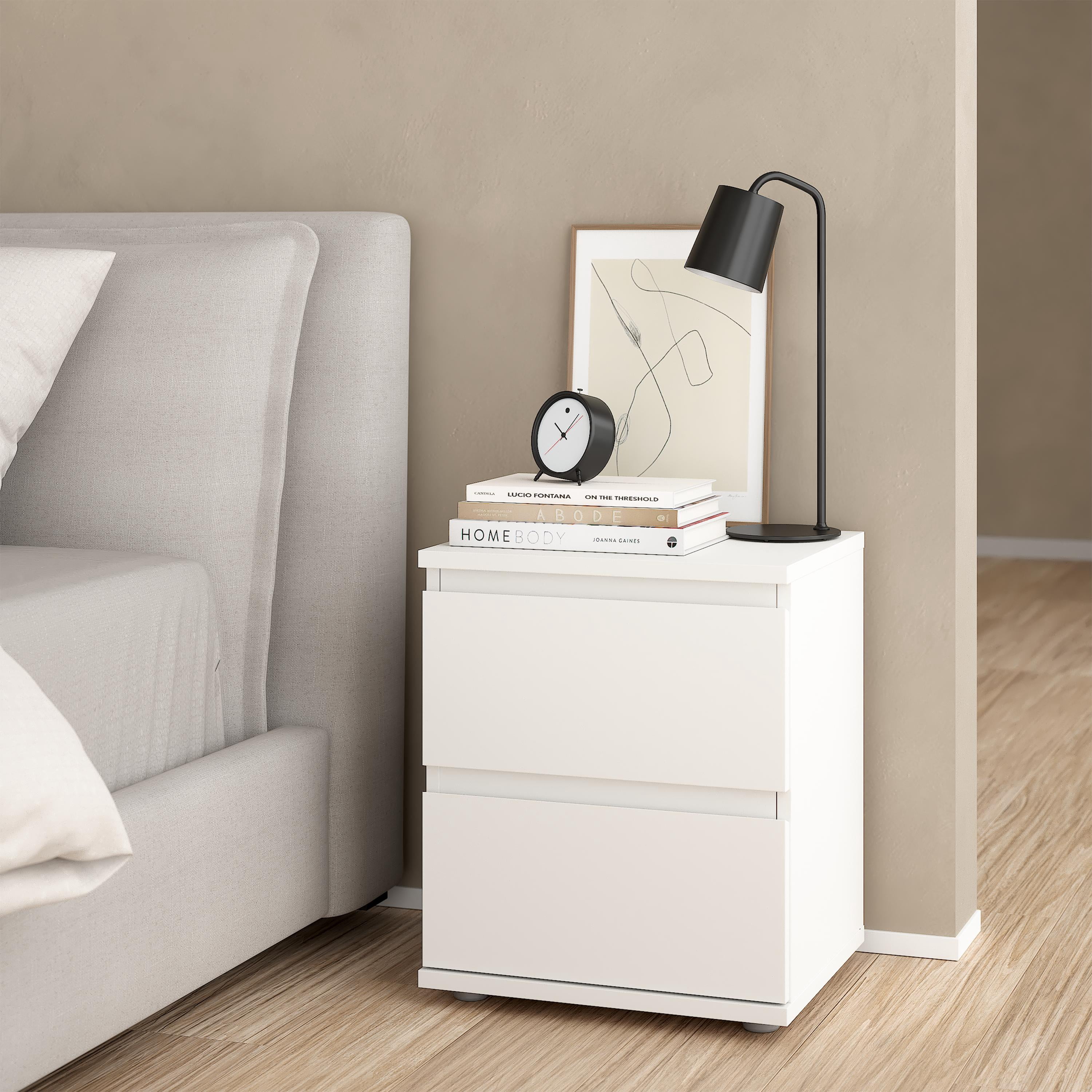 Tvilum Aurora 2 Drawer White Nightstand - Set of 2