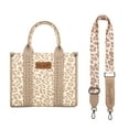 thumbnail image 5 of Wrangler Leopard Print Tote Bag for Women Western Purse Boho Top Handle Satchel Handbag with Signature Strap, Leopard-Khaki, 5 of 8