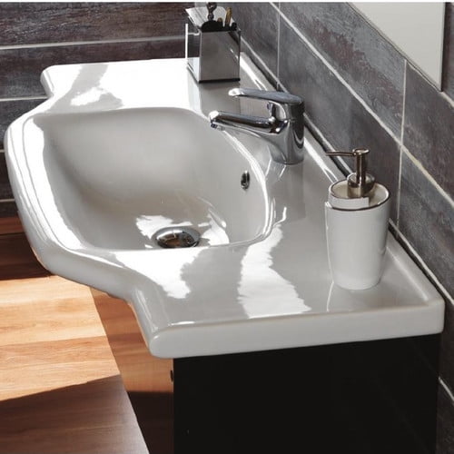 Cerastyle By Nameeks Yeni Klasik Ceramic 32 Wall Mounted Bathroom Sink With Overflow Com - Bathroom Sinks Wall Mount Cerastyle By Nameeks Yeni Klasik Ceramic 32 Wall Mounted Bathroom Sink With Overflow Com - Bathroom Sinks Wall Mount