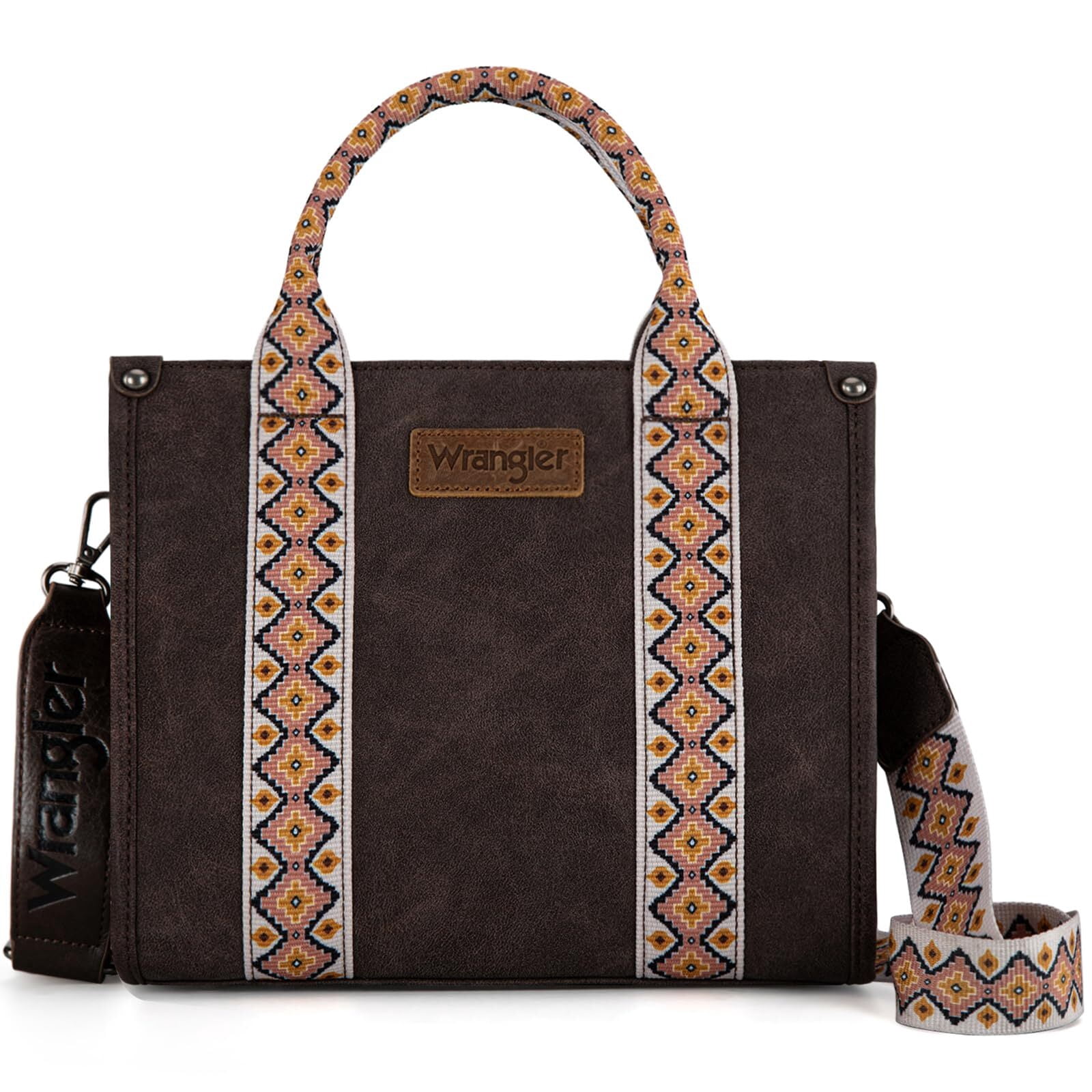 Wrangler Aztec Tote Bag for Women Boho Shoulder Purse, Cf/Coffee