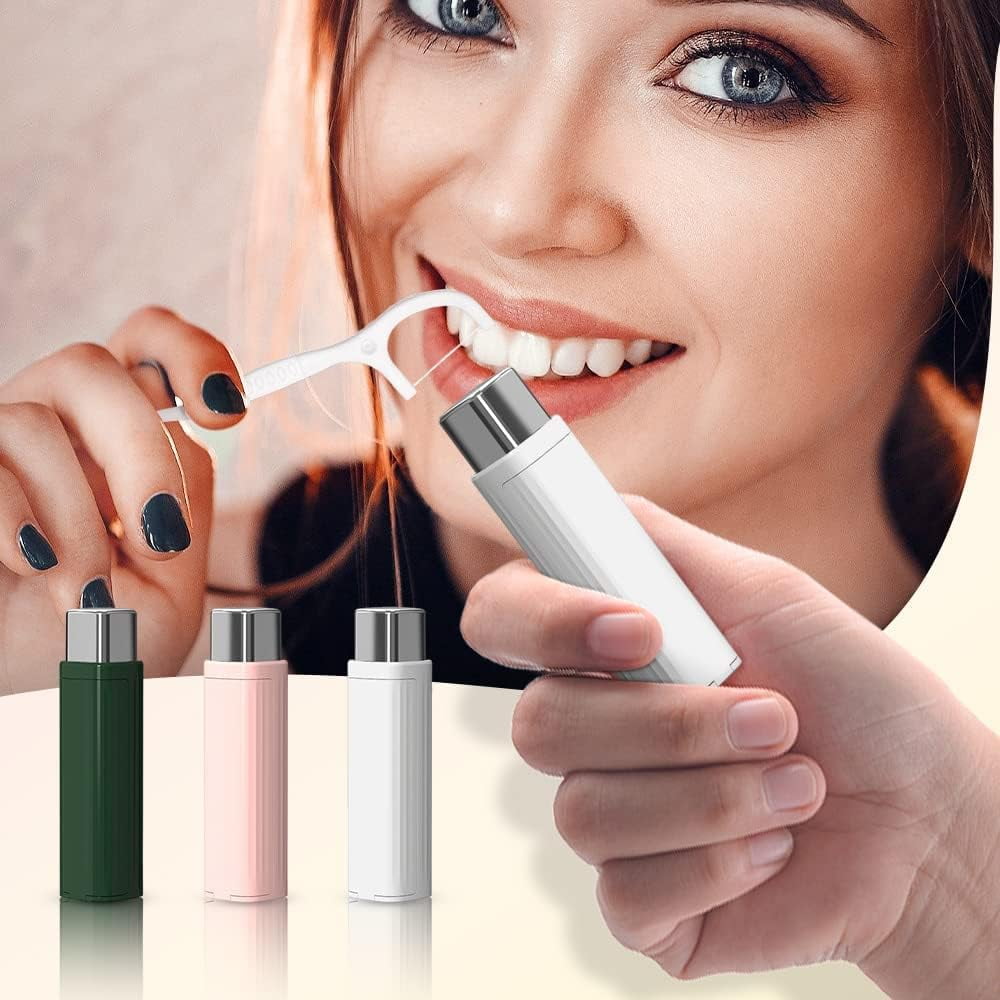 Portable Floss Dispenser, Dental Floss Dispenser Dental Floss Picks Case, Upgrade Portable Automatic Floss Dispenser Floss Organizer for Family Travel