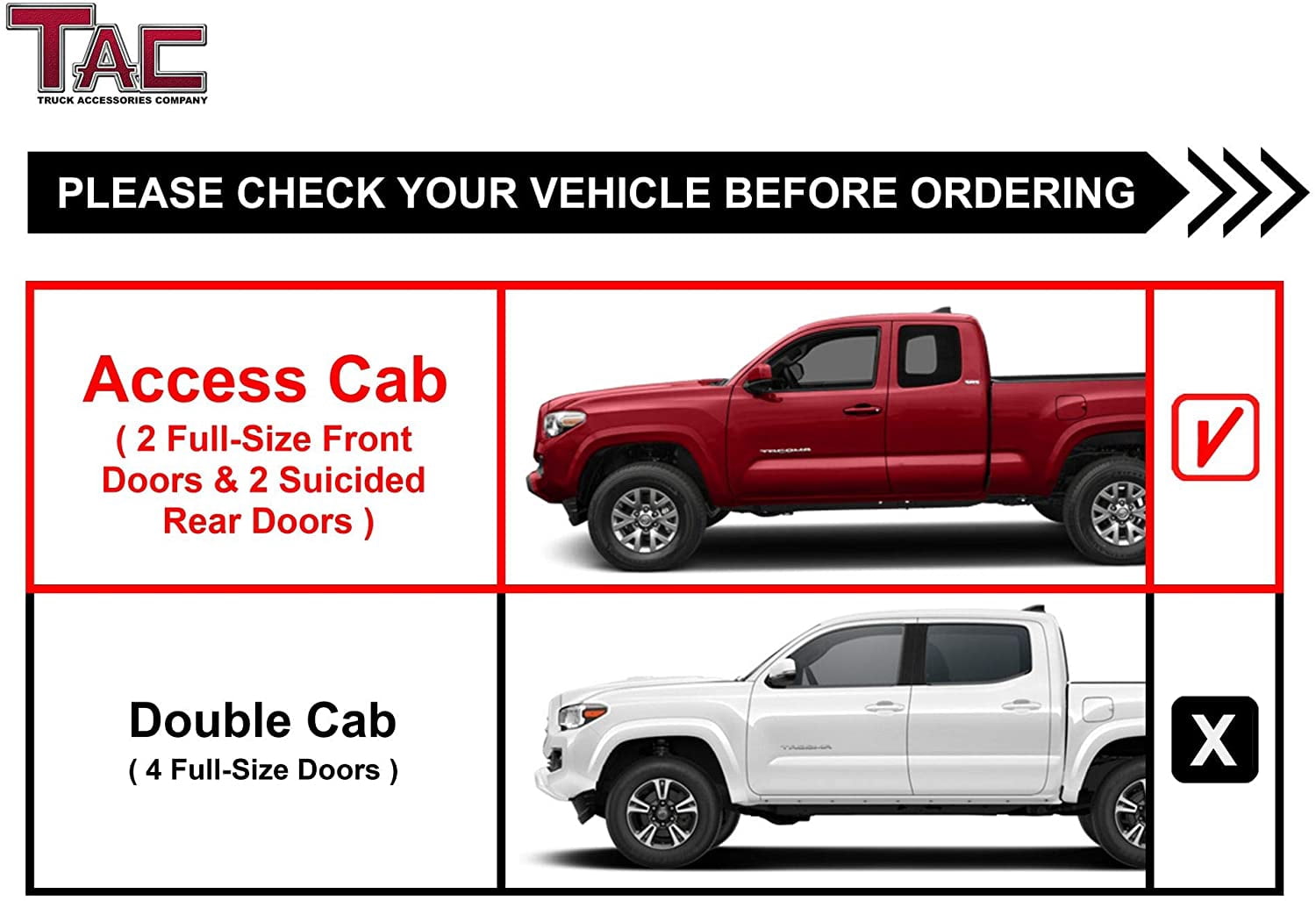 TAC Side Steps Running Boards Compatible with 2005-2023 Toyota Tacoma Access Cab Truck Pickup 4.25" Texture Black Side Bars Nerf Bars Off Road Accessories (2pcs)
