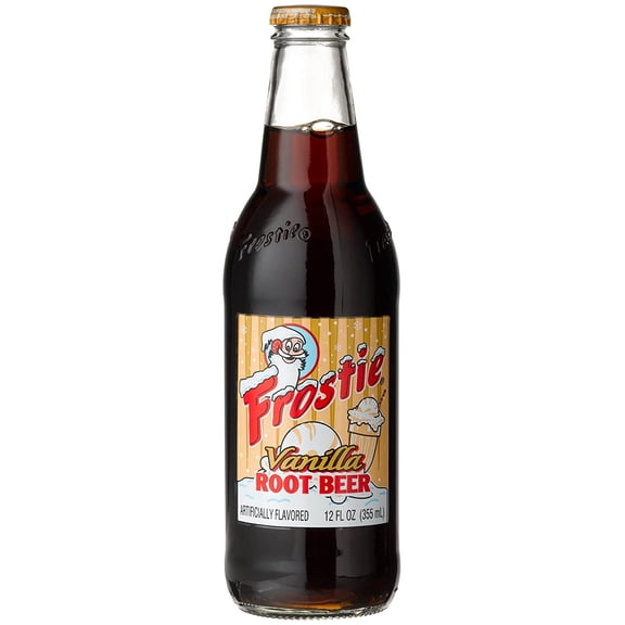 Frostie VANILLA ROOT BEER - "So creamy you may just Float away!", 12-Ounce Glass Bottle (Pack of 12)