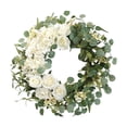 thumbnail image 3 of Corona de eucalipto artificial, corona de flores para puerta de entrada, corona floral hecha a mano 50cm, 3 of 9
