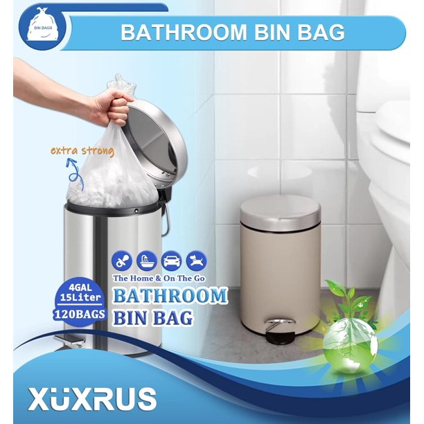 XUXRUS Bin Bags 15L Small Pedal Bin Liners 100 Counts Waste Bin