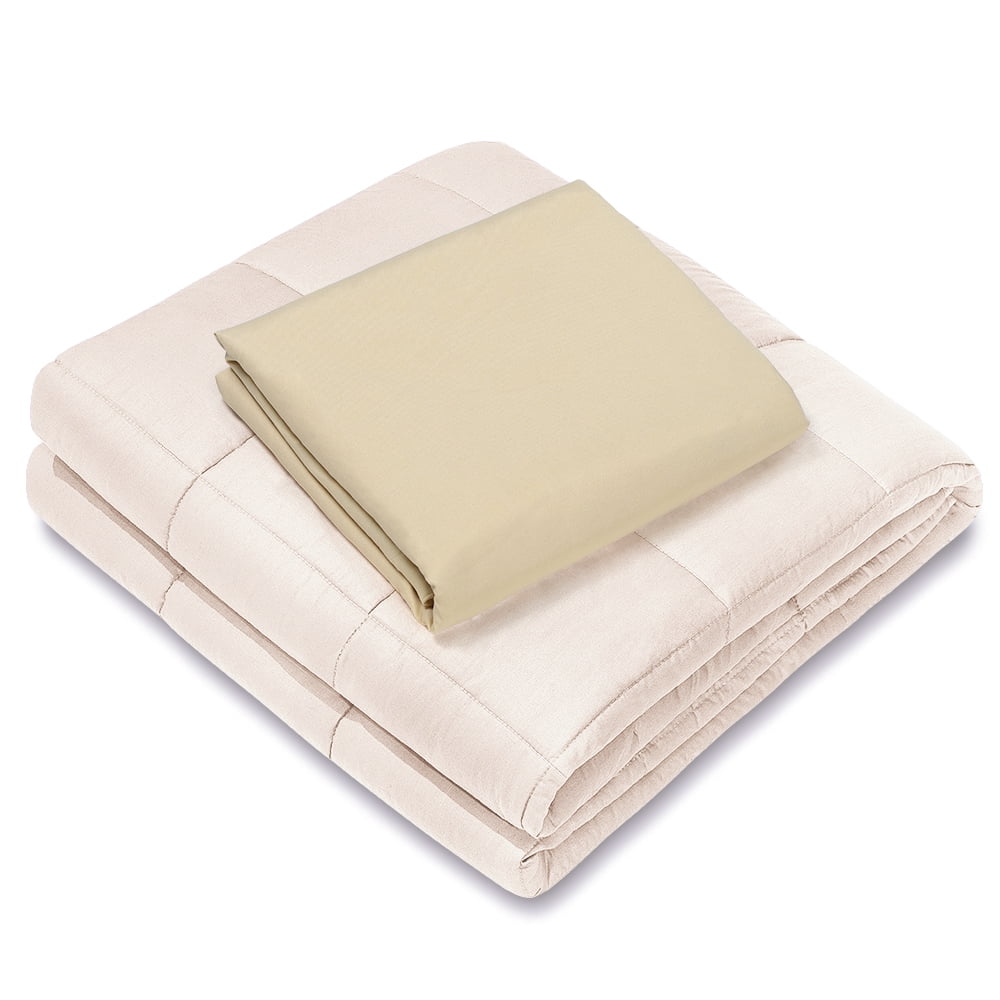 NEX 100% Microfiber Off White Weighted Blanket 12 lbs, 48” x 72” with