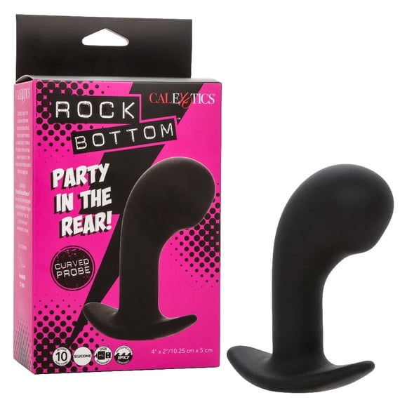 CalExotics Rock Bottom Curved Vibrating Silicone Anal Plug, Black