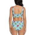 thumbnail image 3 of Wukai Modern Ice Cream Women's Bikini Set Two Piece,wimsuit High Waisted V Neck Twist Front Adjustable Spaghetti Straps Bathing Suit-, 3 of 7