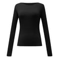 thumbnail image 4 of Fiaer Womens Long Sleeve T Shirts Ribbed Slim Fit Crew Neck Long Tshirts Fall Winter Fashion Solid Color Tops Black M, 4 of 4
