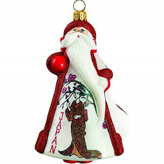 Glitterazzi Japan Santa Polish Glass Christmas Ornament
