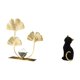 thumbnail image 5 of Estatua de gato con hojas, escultura de hojas para estantería, de resina, coleccionable, regalo de cumpleaños o inauguración de casa, decoración navid, 5 of 8